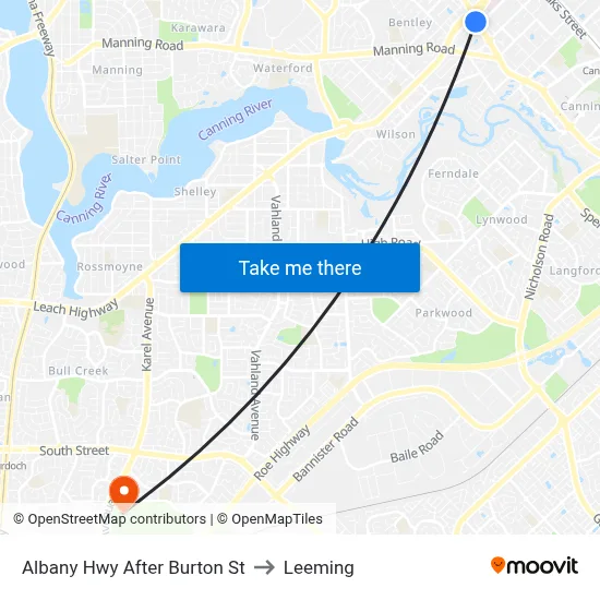 Albany Hwy After Burton St to Leeming map
