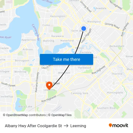 Albany Hwy After Coolgardie St to Leeming map