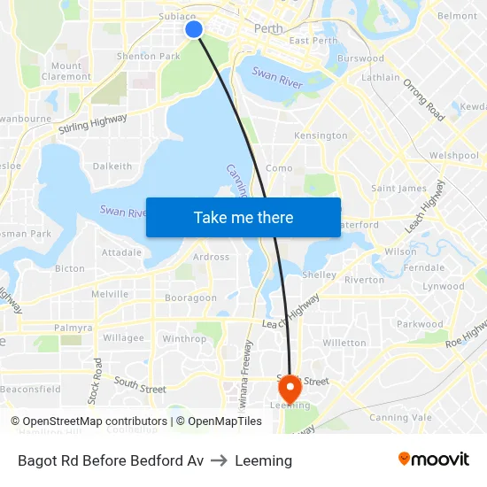 Bagot Rd Before Bedford Av to Leeming map