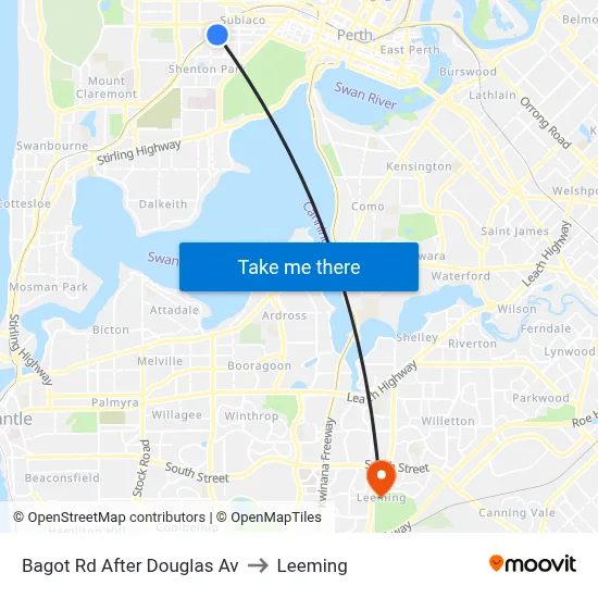 Bagot Rd After Douglas Av to Leeming map
