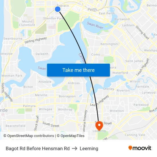 Bagot Rd Before Hensman Rd to Leeming map