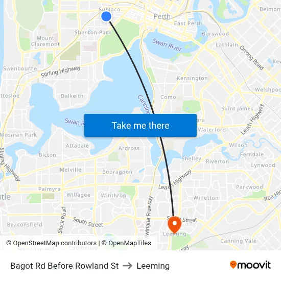 Bagot Rd Before Rowland St to Leeming map