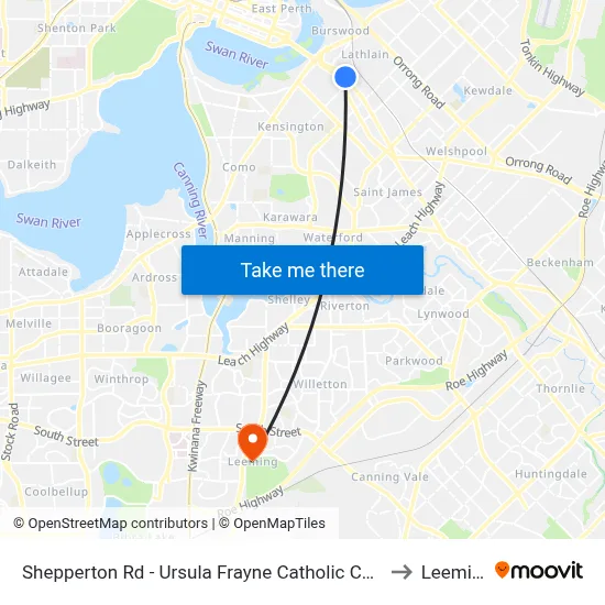 Shepperton Rd - Ursula Frayne Catholic Coll Sen to Leeming map