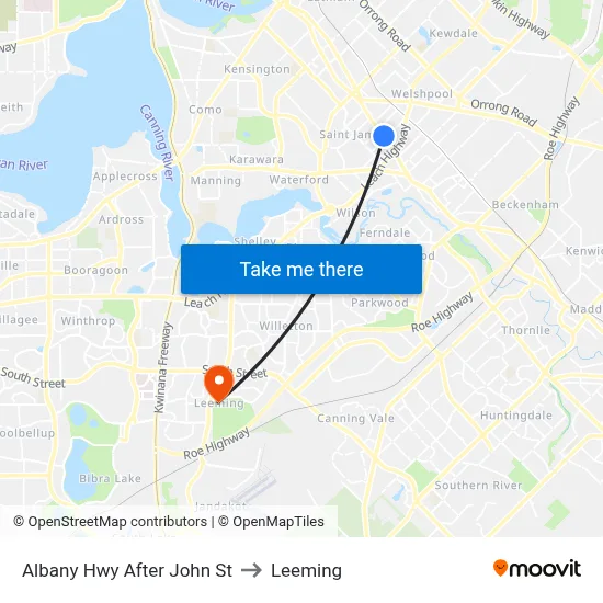 Albany Hwy After John St to Leeming map