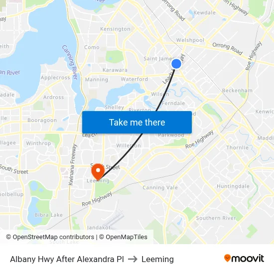 Albany Hwy After Alexandra Pl to Leeming map
