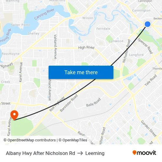 Albany Hwy After Nicholson Rd to Leeming map