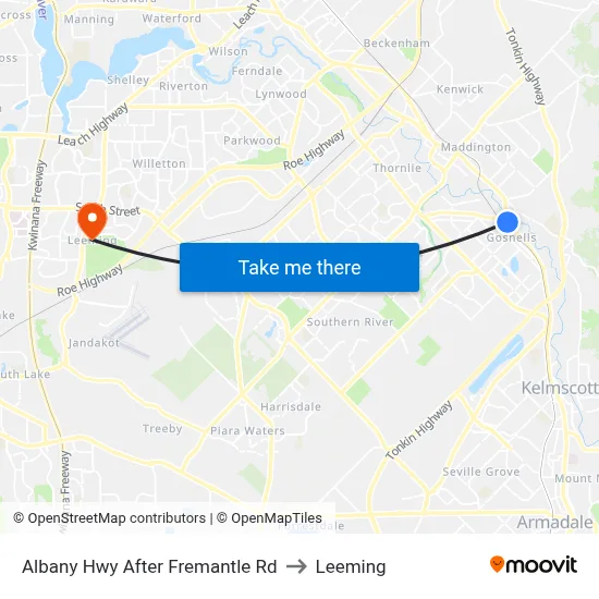 Albany Hwy After Fremantle Rd to Leeming map
