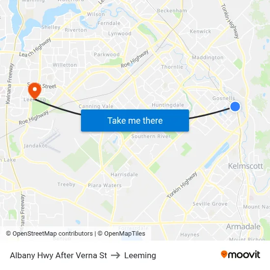 Albany Hwy After Verna St to Leeming map