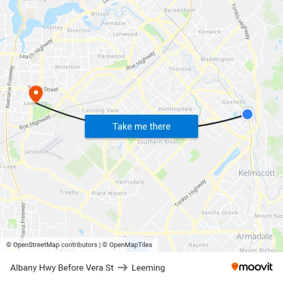 Albany Hwy Before Vera St to Leeming map