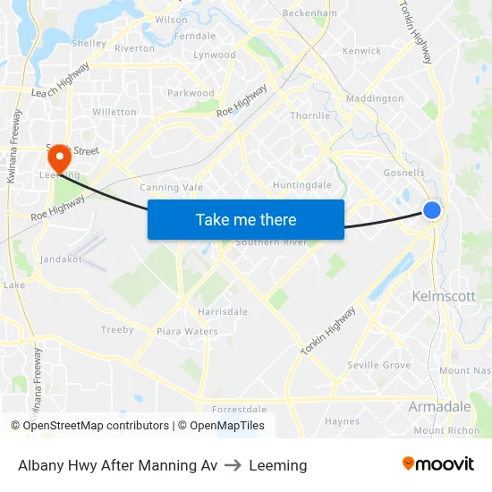 Albany Hwy After Manning Av to Leeming map
