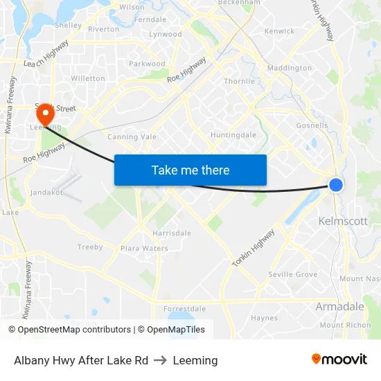 Albany Hwy After Lake Rd to Leeming map