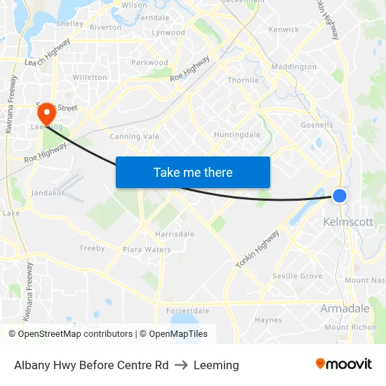 Albany Hwy Before Centre Rd to Leeming map
