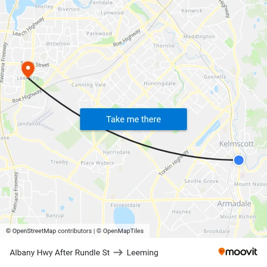 Albany Hwy After Rundle St to Leeming map