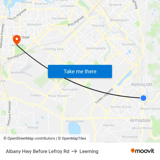 Albany Hwy Before Lefroy Rd to Leeming map