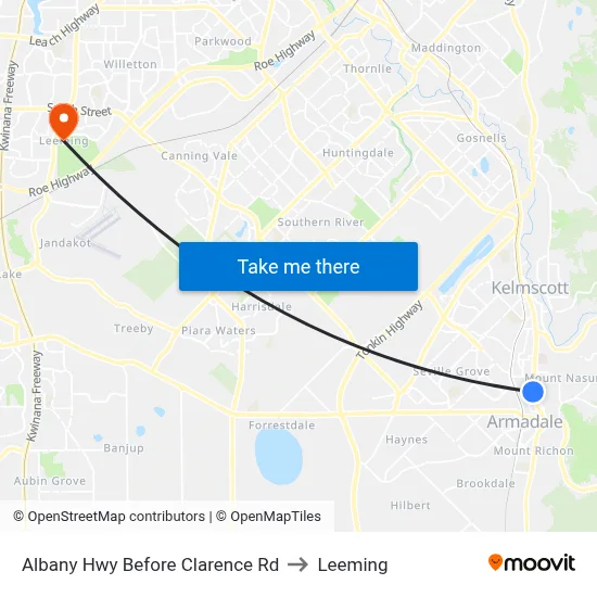 Albany Hwy Before Clarence Rd to Leeming map