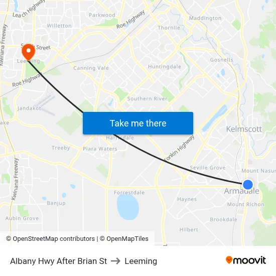 Albany Hwy After Brian St to Leeming map