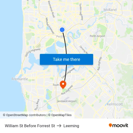 William St Before Forrest St to Leeming map
