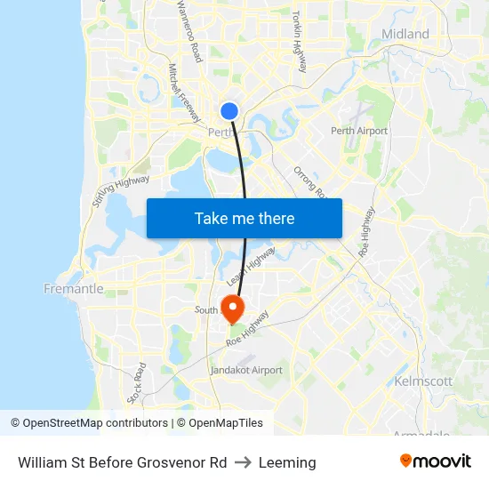 William St Before Grosvenor Rd to Leeming map