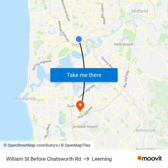 William St Before Chatsworth Rd to Leeming map