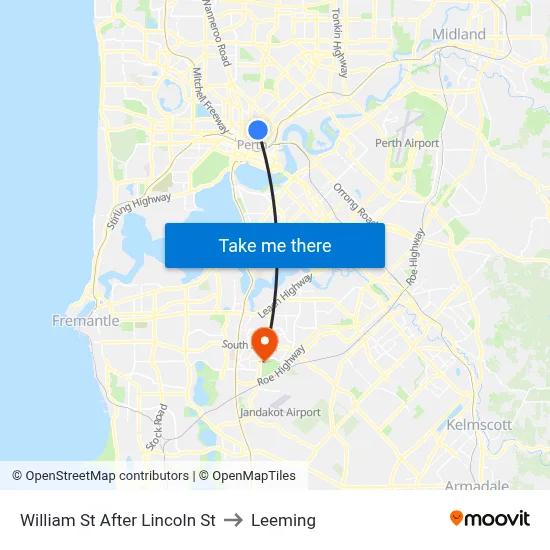 William St After Lincoln St to Leeming map