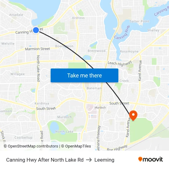 Canning Hwy After North Lake Rd to Leeming map