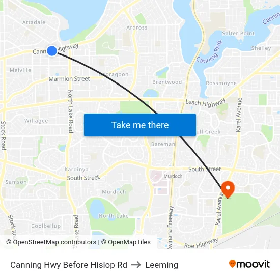 Canning Hwy Before Hislop Rd to Leeming map