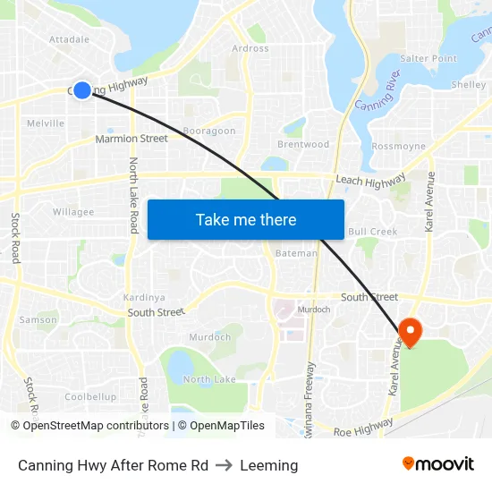 Canning Hwy After Rome Rd to Leeming map