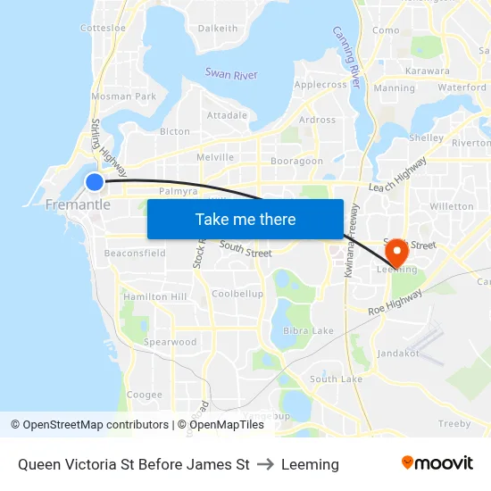 Queen Victoria St Before James St to Leeming map