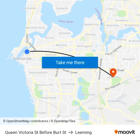 Queen Victoria St Before Burt St to Leeming map