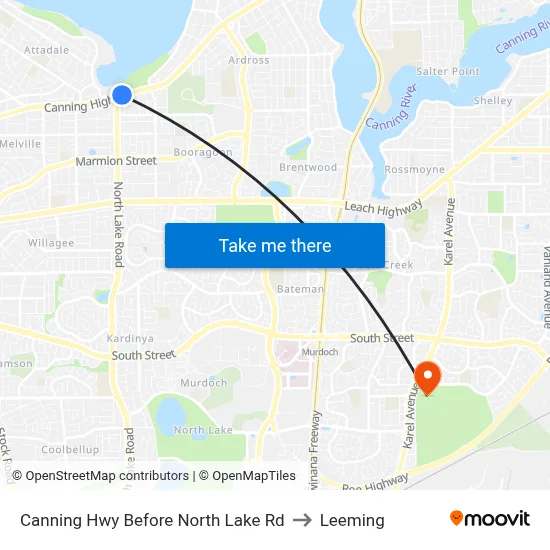 Canning Hwy Before North Lake Rd to Leeming map