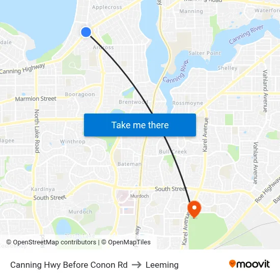 Canning Hwy Before Conon Rd to Leeming map
