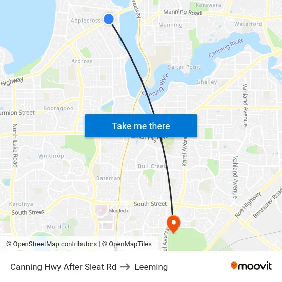 Canning Hwy After Sleat Rd to Leeming map