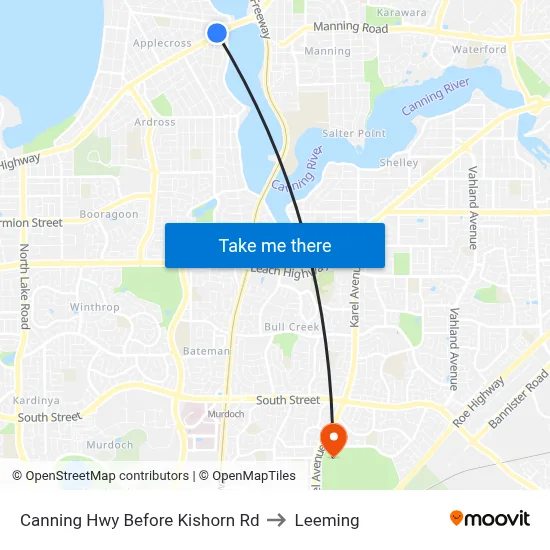 Canning Hwy Before Kishorn Rd to Leeming map