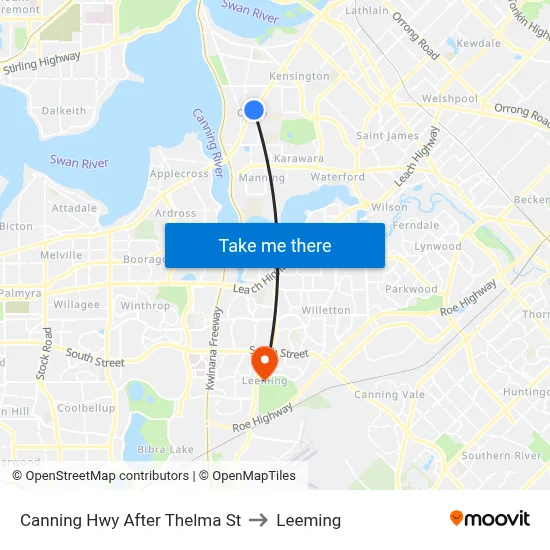 Canning Hwy After Thelma St to Leeming map