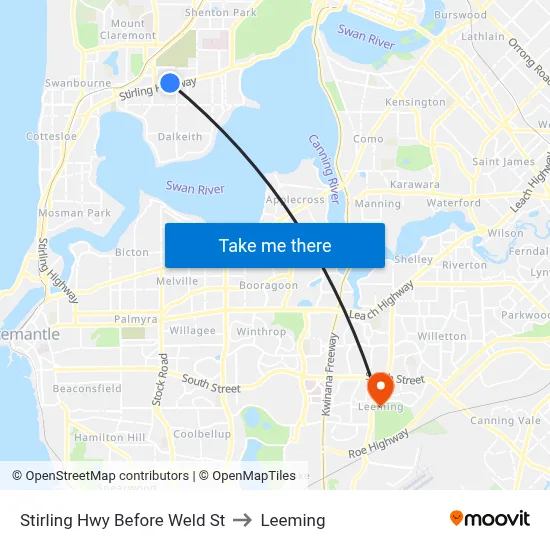 Stirling Hwy Before Weld St to Leeming map
