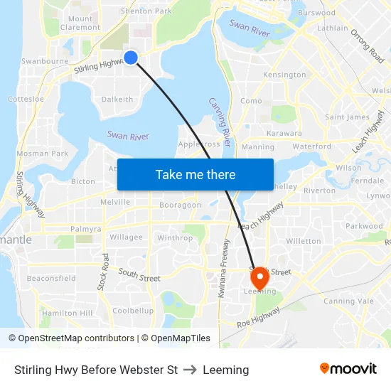 Stirling Hwy Before Webster St to Leeming map