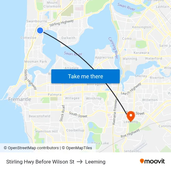Stirling Hwy Before Wilson St to Leeming map