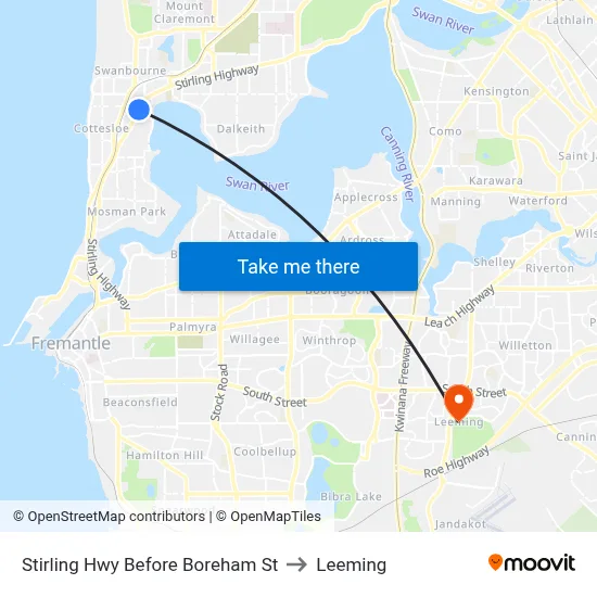Stirling Hwy Before Boreham St to Leeming map