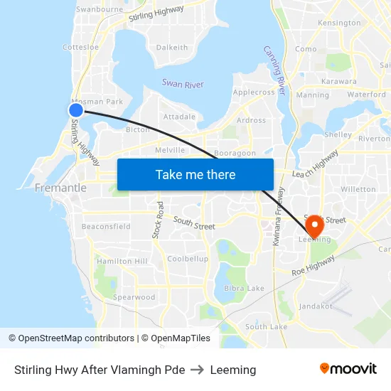 Stirling Hwy After Vlamingh Pde to Leeming map