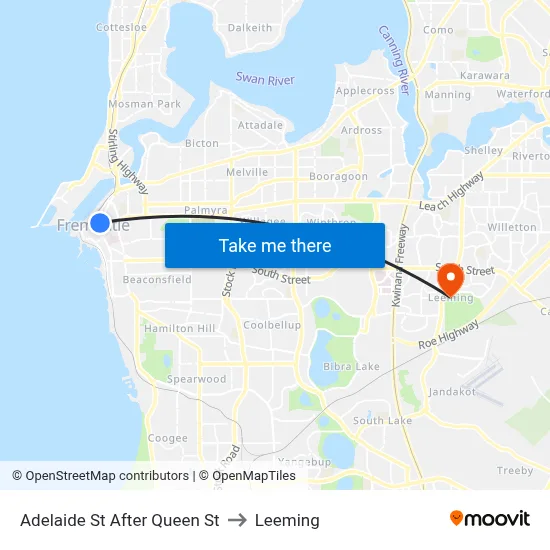 Adelaide St After Queen St to Leeming map