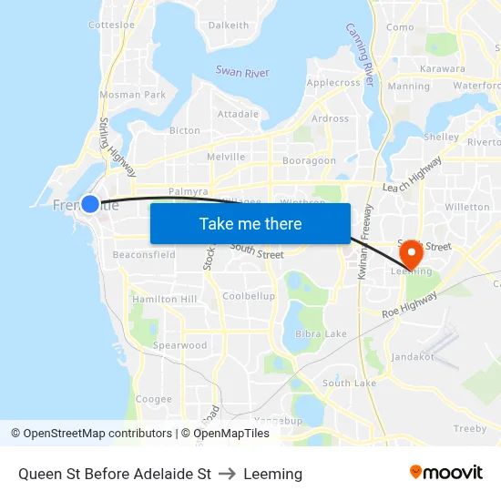 Queen St Before Adelaide St to Leeming map