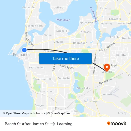 Beach St After James St to Leeming map