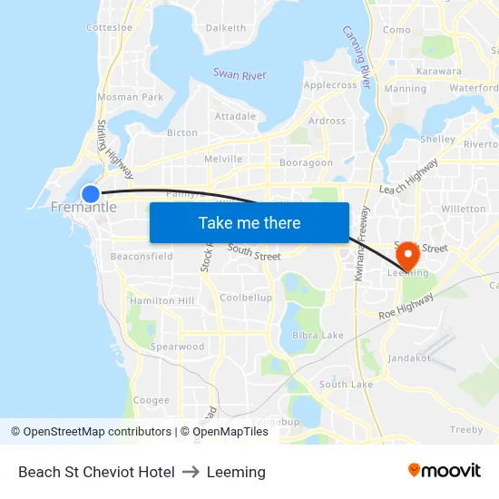 Beach St Cheviot Hotel to Leeming map