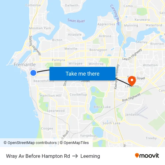 Wray Av Before Hampton Rd to Leeming map
