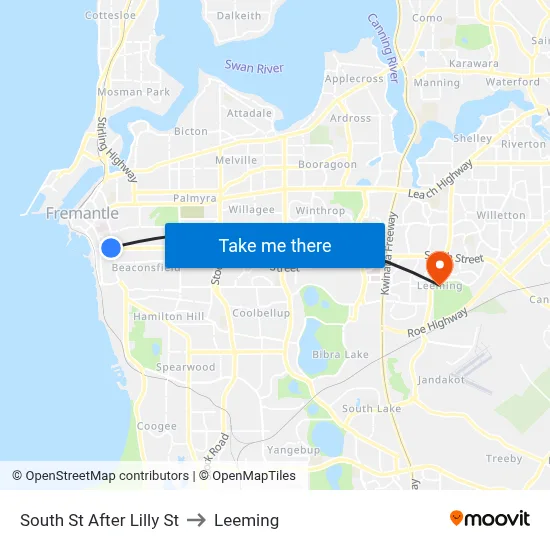 South St After Lilly St to Leeming map