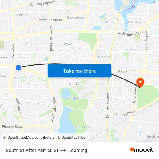 South St After Yarrick St to Leeming map