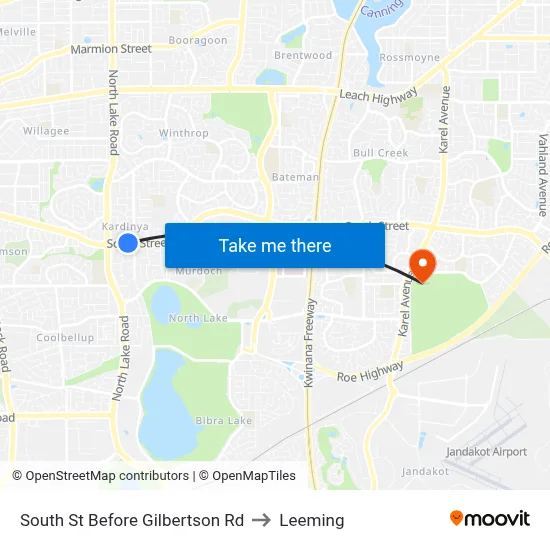 South St Before Gilbertson Rd to Leeming map