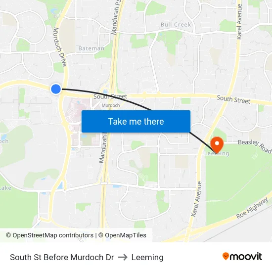 South St Before Murdoch Dr to Leeming map