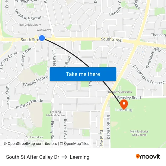 South St After Calley Dr to Leeming map