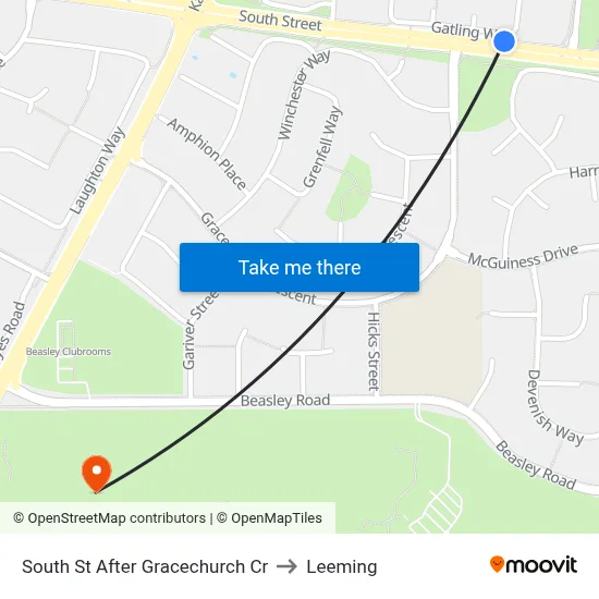 South St After Gracechurch Cr to Leeming map